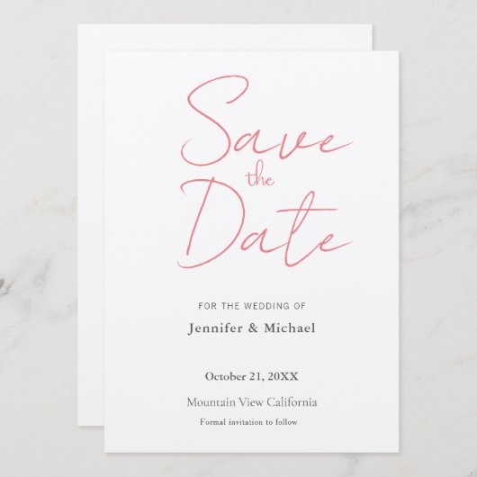 Trouwprofessioneel Minimalistisch Eenvoudig Modern Save The Date (Voorkant / Achterkant)