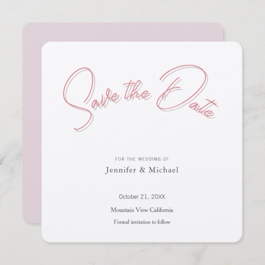 Trouwprofessioneel Minimalistisch Eenvoudig Modern Save The Date (Voorkant / Achterkant)