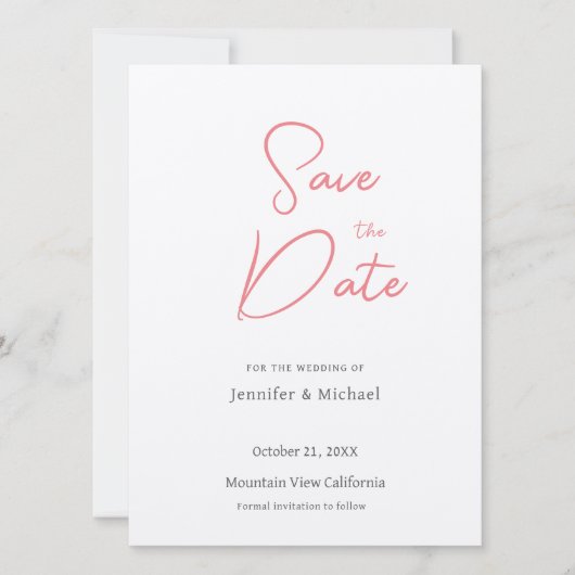 Trouwprofessioneel Minimalistisch Eenvoudig Modern Save The Date (Voorkant)
