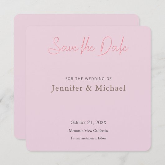 Trouwprofessioneel Minimalistisch Eenvoudig Save The Date (Voorkant / Achterkant)