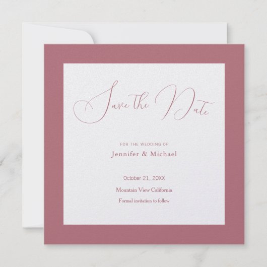 Trouwprofessioneel Minimalistische Roze Goudkleur Save The Date (Voorkant)