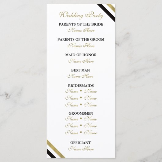 Trouwprogramma, Altijd & Voor Altijd, Faux Gold Programmakaart (Achterkant)