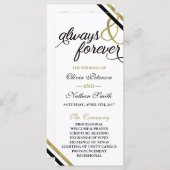 Trouwprogramma, Altijd & Voor Altijd, Faux Gold Programmakaart (Voorkant / Achterkant)