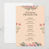 Trouwprogramma – Aquarel Bloemige Beige Ontwerp Programmakaart (Voorkant / Achterkant)