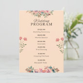 Trouwprogramma – Aquarel Bloemige Beige Ontwerp Programmakaart (Staand voorkant)