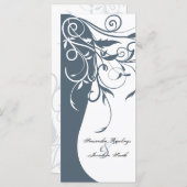 Trouwprogramma - Blauw Wit Contrasterende Bloemen Programmakaart (Voorkant / Achterkant)