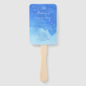 Trouwprogramma 'Blauwe Aquarelhemel & Duiven' Handwaaier (Voorkant)