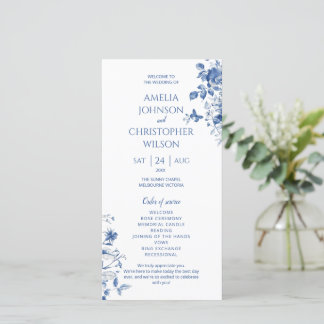 Trouwprogramma Blauwe  bloemen