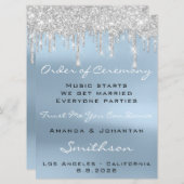 Trouwprogramma Blauwe Roos Drips Glitter Sneeuw Kaart (Voorkant / Achterkant)