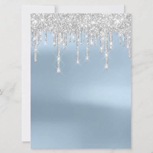 Trouwprogramma Blauwe Roos Drips Glitter Sneeuw Kaart (Achterkant)