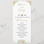 Trouwprogramma bloemenblush en goud elegant programmakaart (Voorkant)