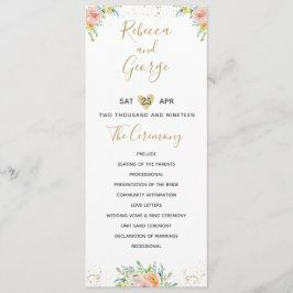 Trouwprogramma bloemenblush en goud elegant programmakaart