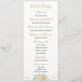 Trouwprogramma bloemenblush en goud elegant programmakaart (Achterkant)