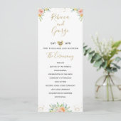 Trouwprogramma bloemenblush en goud elegant programmakaart (Staand voorkant)