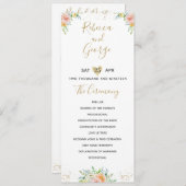 Trouwprogramma bloemenblush en goud elegant programmakaart (Voorkant / Achterkant)