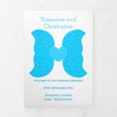 Trouwprogramma Blue Angel Wings Heart Design Drieluik Programma (Cover)