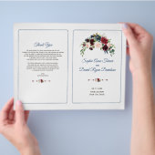 Trouwprogramma Blush Burgundy Marsala Bloemen Flyer (Hand)