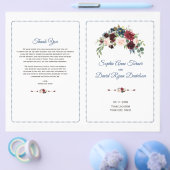 Trouwprogramma Blush Burgundy Marsala Bloemen Flyer (Enkel)