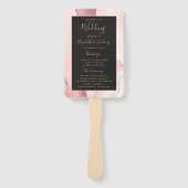 Trouwprogramma 'Blush Pink Gold Agate Dark' Handwaaier (Voorkant)