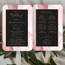 Trouwprogramma 'Blush Pink Gold Agate Dark' Handwaaier