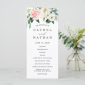 Trouwprogramma 'Blush White Bloom Floral' Programmakaart (Staand voorkant)