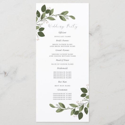 Trouwprogramma Blushing Sprigs Programmakaart (Achterkant)