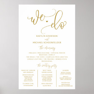 Trouwprogramma Bord Grootte Gouden Calligrafie Poster