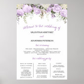 Trouwprogramma Bord Grootte Paarse Roos Bloemig Poster (Voorkant)