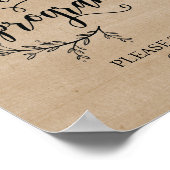 Trouwprogramma bord met rustieke wijnranken poster (Hoek)