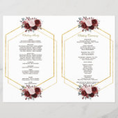 Trouwprogramma Charm Burgundy Roze Bloem Motief Go Flyer (Achterkant)