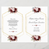 Trouwprogramma Charm Burgundy Roze Bloem Motief Go Flyer (Voorkant)