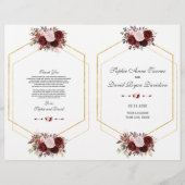 Trouwprogramma Charm Burgundy Roze Bloem Motief Go Flyer (Voorkant)