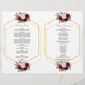 Trouwprogramma Charm Burgundy Roze Bloem Motief Go Flyer (Achterkant)