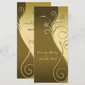 Trouwprogramma - Classy Brown & Gold Floral Programmakaart (Voorkant / Achterkant)
