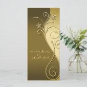 Trouwprogramma - Classy Brown & Gold Floral Programmakaart (Staand voorkant)