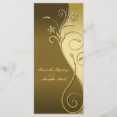 Trouwprogramma - Classy Brown & Gold Floral Programmakaart (Voorkant)