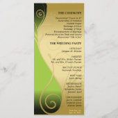 Trouwprogramma - Classy Green & Gold Floral Swirl Programmakaart (Achterkant)