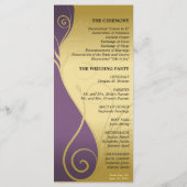Trouwprogramma - Classy Paarse & Gouden Bloemen Programmakaart (Achterkant)