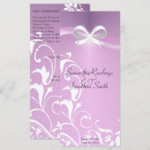 Trouwprogramma - Classy Paarse Satin Ribbon Programmakaart (Voorkant / Achterkant)