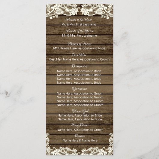 Trouwprogramma Country Barn Romance Programmakaart (Achterkant)