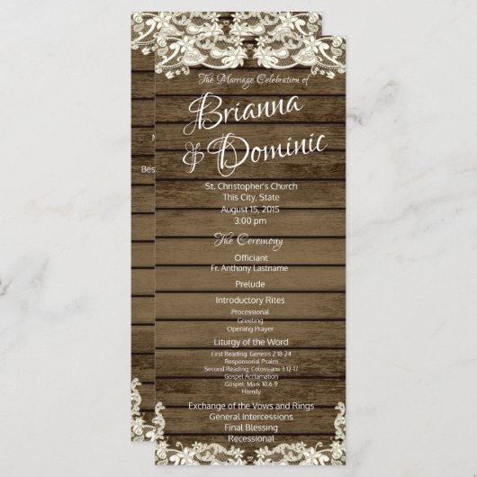 Trouwprogramma Country Barn Romance Programmakaart (Voorkant / Achterkant)