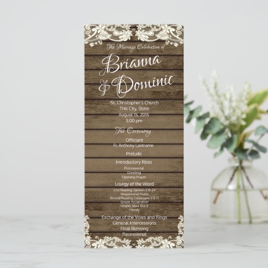 Trouwprogramma Country Barn Romance Programmakaart (Staand voorkant)