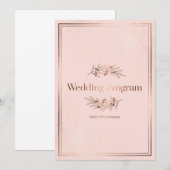 Trouwprogramma Cover Roze Goud Kleur Programmakaart (Voorkant / Achterkant)