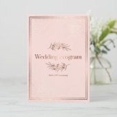 Trouwprogramma Cover Roze Goud Kleur Programmakaart (Staand voorkant)