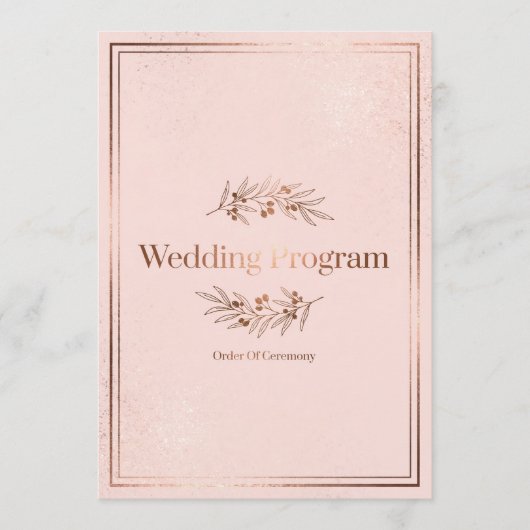 Trouwprogramma Cover Roze Goud Kleur Programmakaart (Voorkant)