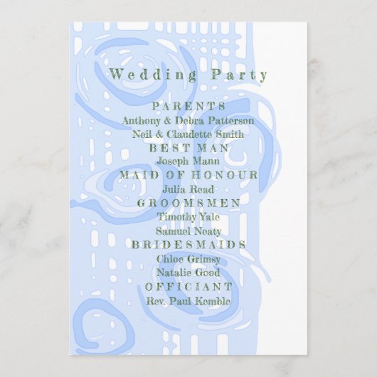 Trouwprogramma Cultuur Mozaïek Bloemig Blauw 2 Programmakaart (Achterkant)