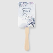 Trouwprogramma Cute Watercolor Stofblauwe Bloemen Handwaaier (Voorkant)