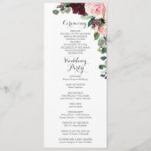 Trouwprogramma Dubbelzijdig Blush Bourgogne Programmakaart (Achterkant)