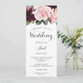 Trouwprogramma Dubbelzijdig Blush Bourgogne Programmakaart (Staand voorkant)