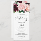 Trouwprogramma Dubbelzijdig Blush Bourgogne Programmakaart (Voorkant / Achterkant)